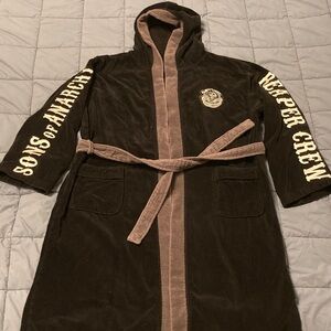 Rare Sons of Anarchy Black Hooded Terry Cloth Robe